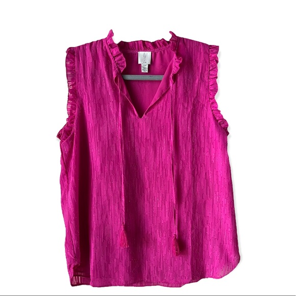 Joie Fuchsia Ruffle Edges Tank Top Size S - Picture 1 of 10